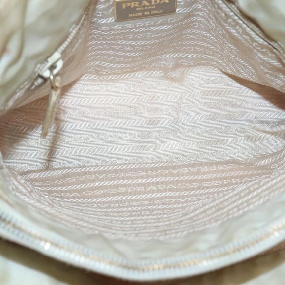 PRADA Chain Shoulder Bag Nylon Beige Gold Auth SW1015 - Picture 10 of 16